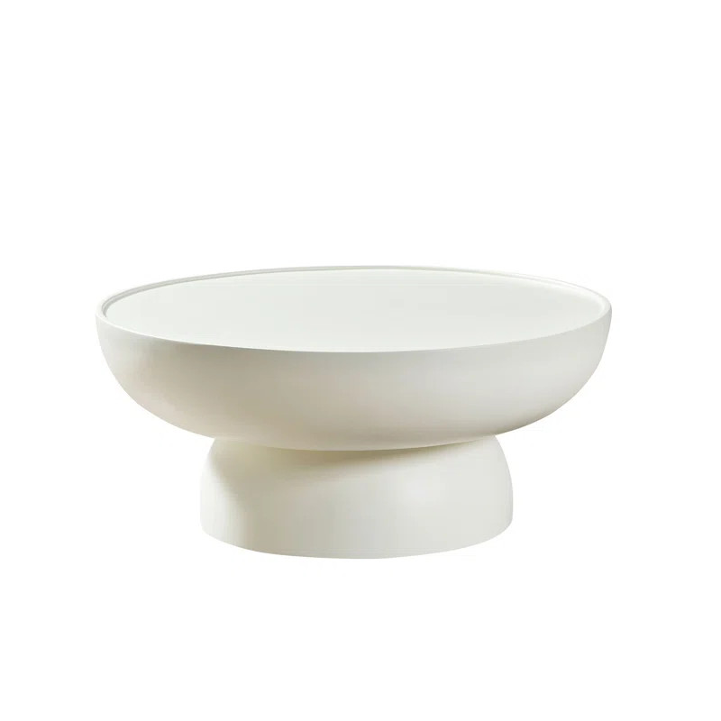 '' fiberglass cream coffee table: matte white irregular design for living room or ap... | Wayfair North America