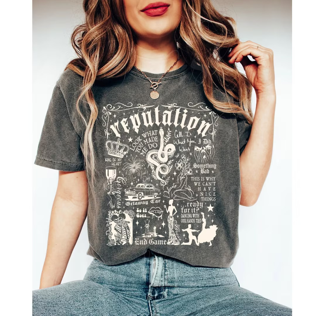 Reputation Comfort colors shirt, Look What You Made Me Do, Don't Blame Me, Gorgeous, Getaway Car,... | Etsy (US)