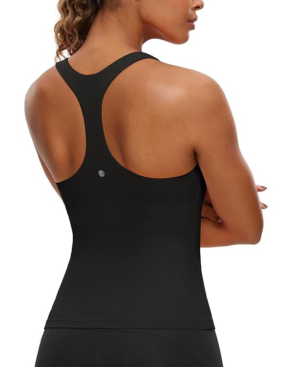 CRZ YOGA Butterluxe Workout Tank Tops for Women Built in Shelf Bras Padded - Racerback Athletic S... | Amazon (US)