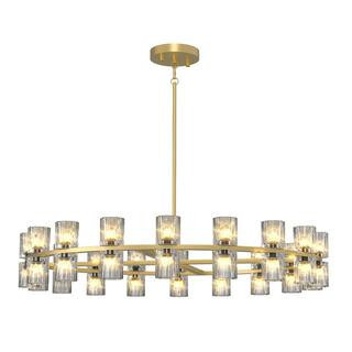 36-Light Gold Round Chandelier, 48 in. Modern K9 Crystal Chandelier for Dining Room, Living Room, Foyer (Bulbs Included) | The Home Depot