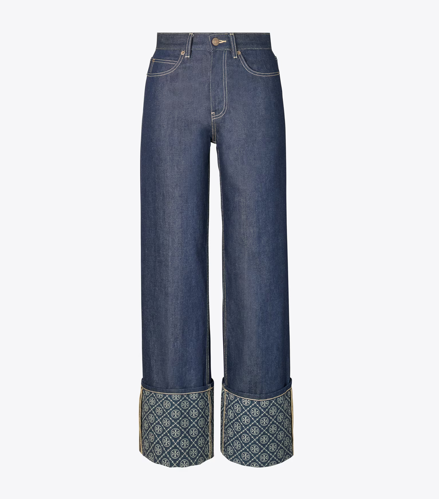 T MONOGRAM CONTRAST CUFF STRAIGHT LEG JEAN | Tory Burch (US)