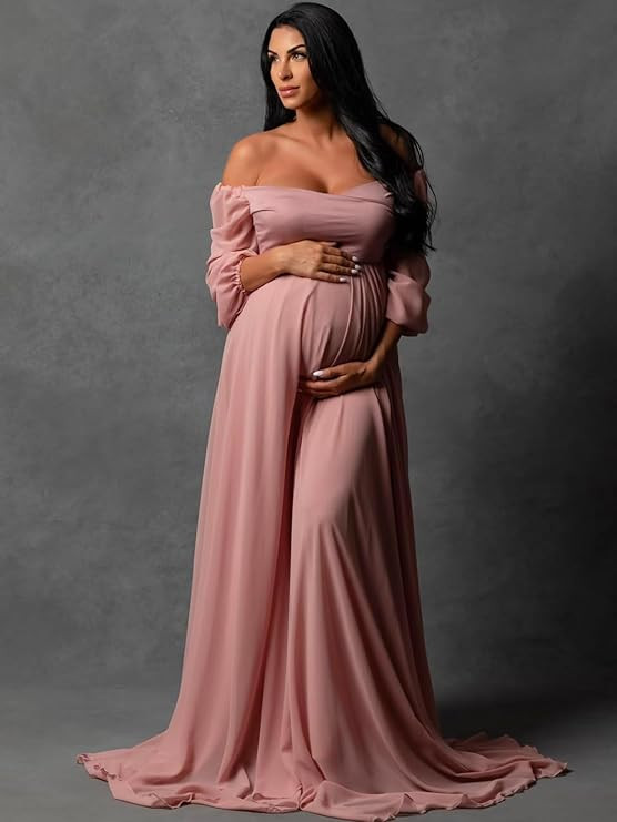 Sevintage Maternity Dress for Photoshoot Long Sleeve Chiffon Elegant Pregnancy Dresses Baby Showe... | Amazon (US)
