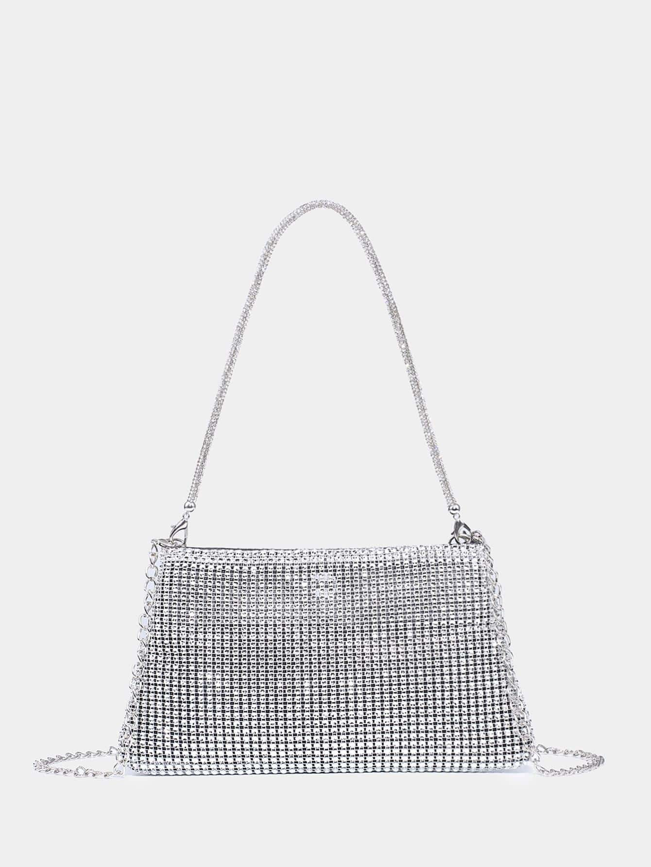 Glamorous Glitter Bling, Sequin, Luxury, Shiny Rhinestone Decor Chain Hobo Bag Evening Bag, Dinne... | SHEIN