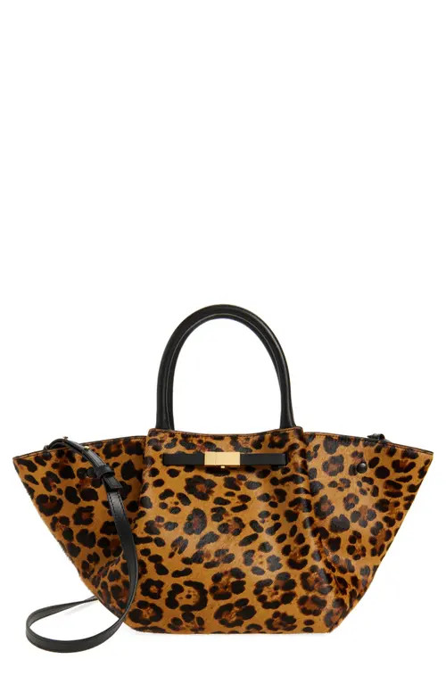 DeMellier Midi New York Leopard Print Calf Hair Tote in Leopard Effect Black at Nordstrom | Nordstrom