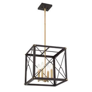 Cage Open Style 4-Light Vintage Bronze Hanging Pendant | The Home Depot