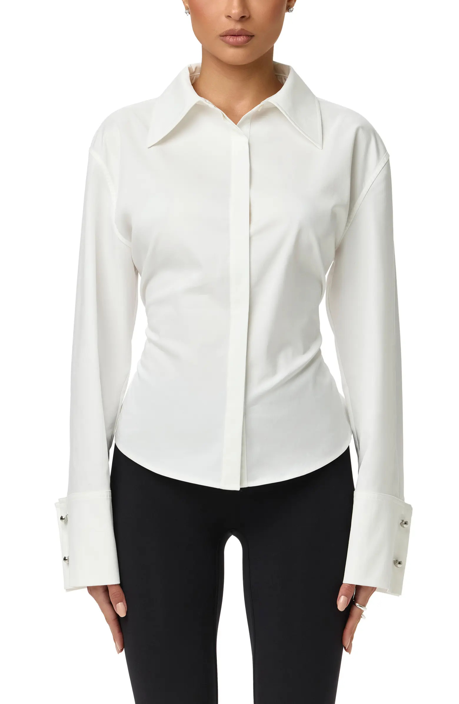 Poplin Lace-Up Button-Up Shirt | Nordstrom