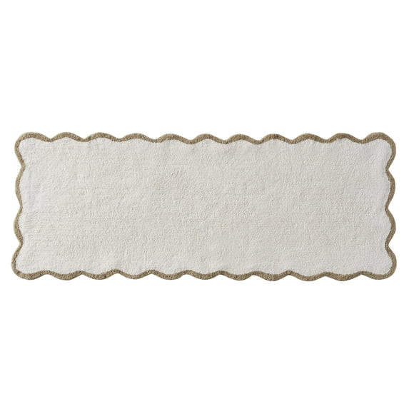 My Texas House Whitney Ivory Scallop Cotton Bath Rug Runner, 24" x 60" | Walmart (US)