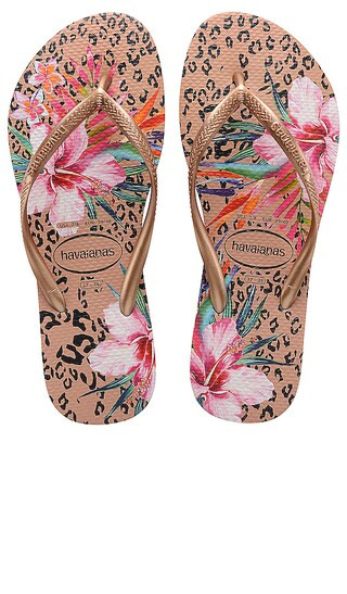 Slim Animal Floral Flip Flops in Crocus Rose | Revolve Clothing (Global)