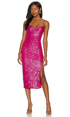 MAJORELLE Maizie Midi Dress in Hot Pink from Revolve.com | Revolve Clothing (Global)