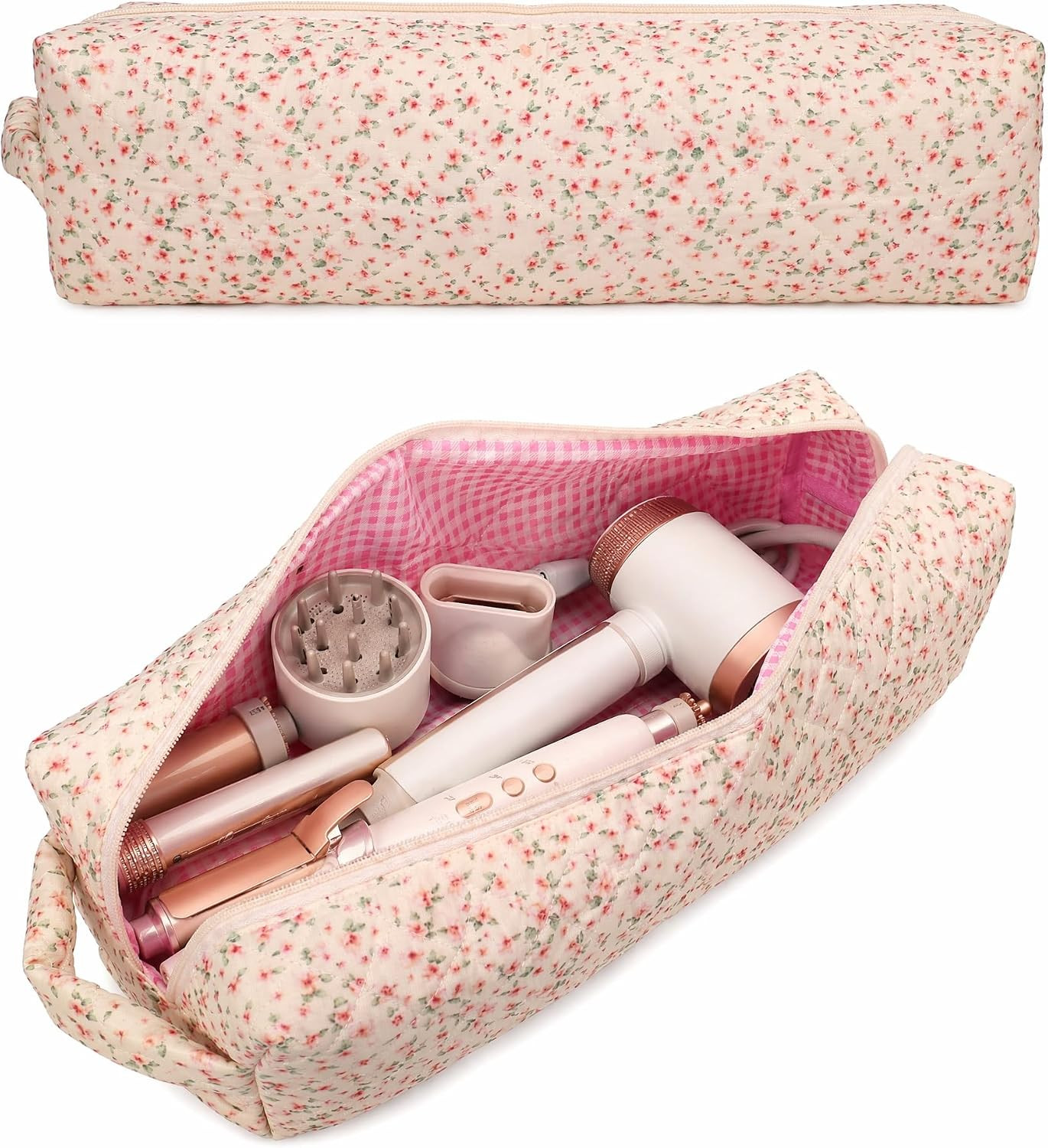 Hair Tool Storage Case Compatible with Dyson Airwrap & Shark FlexStyle, Floral Quilted Portable Travel Hair Styling Accessories Bag for Hair Dryer Attachments | Amazon (UK)