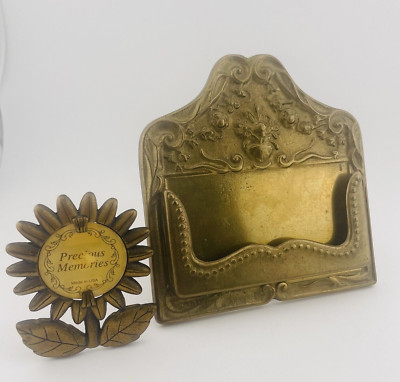 Vintage Brass Business Card Holder Stand Made in Italy & Sunflower Frame USA  | eBay | eBay US