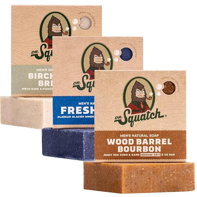 Dr. Squatch Natural Bar Soap for Men - Cold Process Soap with No Harsh Chemicals - Wood Barrel Bo... | Amazon (US)