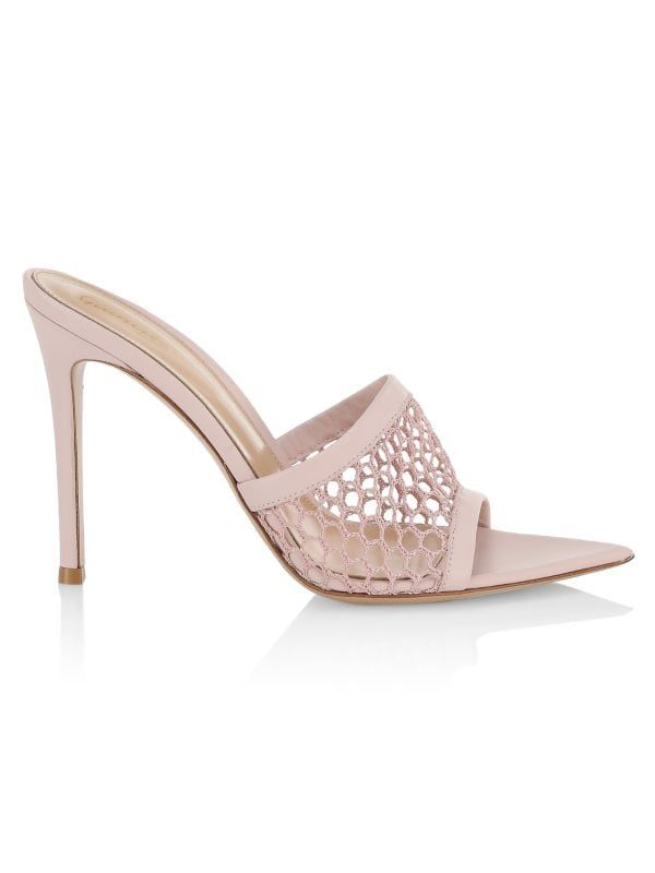 Gianvito Rossi Alisia Mesh &amp; Leather Mules on SALE | Saks OFF 5TH | Saks Fifth Avenue OFF 5TH