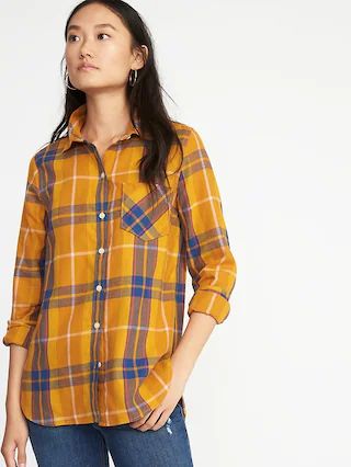 Relaxed Plaid Twill Classic Shirt for Women | Old Navy US