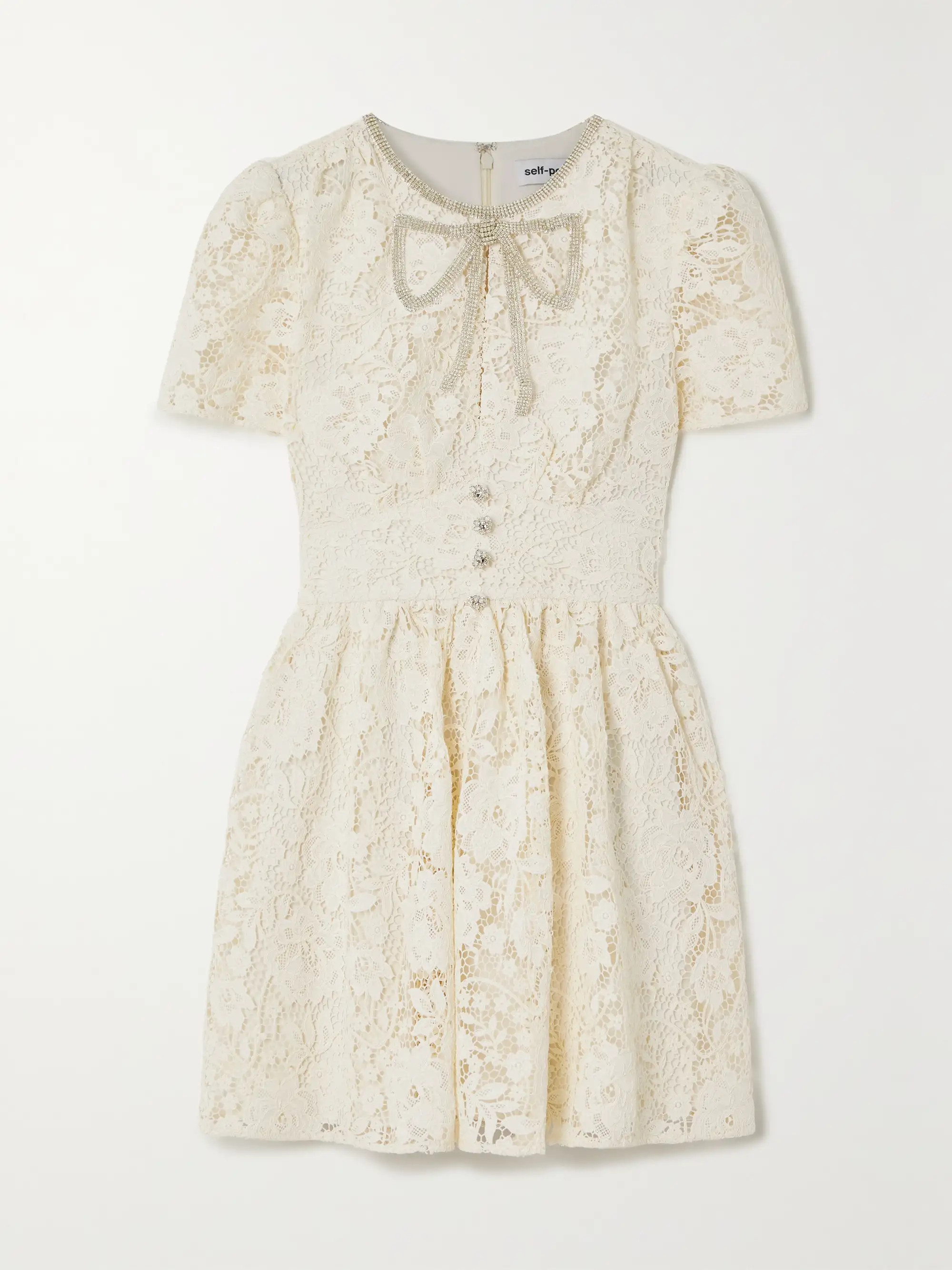 Embellished corded guipure lace mini dress | NET-A-PORTER (US)
