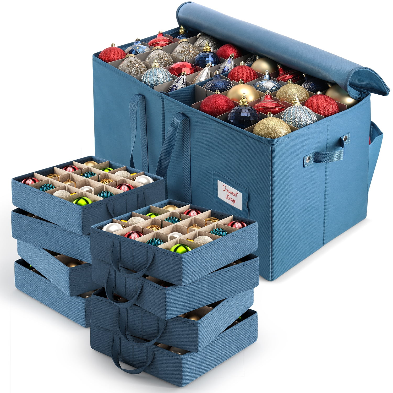 Hearth & Harbor Large Christmas Ornament Storage Box - Fits up to 124 Holiday Ornaments | Walmart (US)