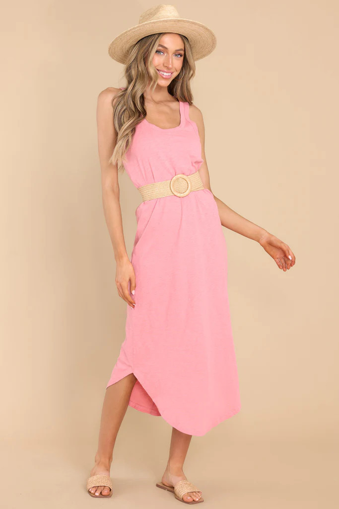 Easy Going Seashell Pink Cotton Slub Dress | Red Dress 