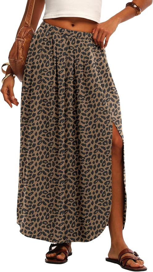 Womens Maxi Skirt High Waisted Flowy A Line with Side Slit | High Waisted, Side Slit, Pockets, El... | Amazon (US)