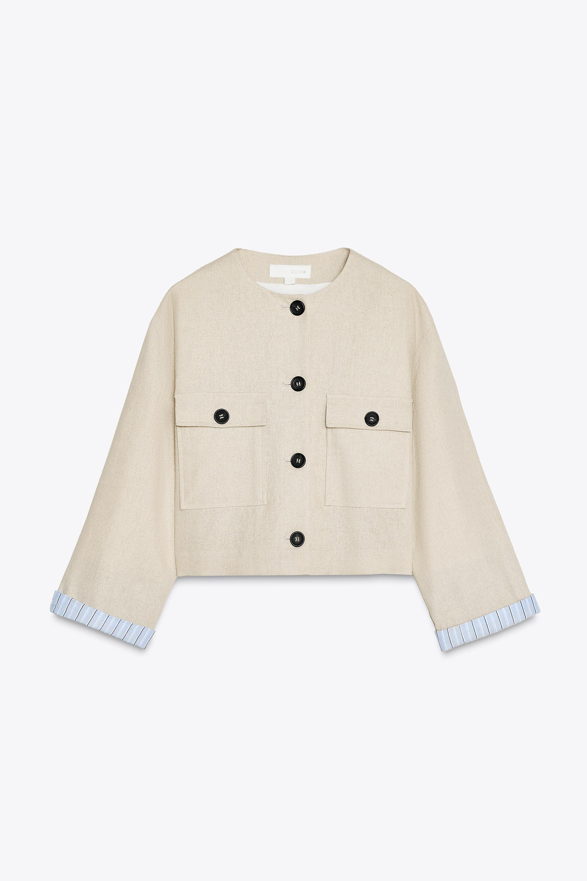 LINEN BLEND CROPPED JACKET | Zara UK