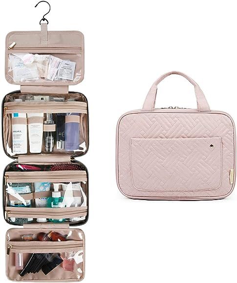 Toiletry Bag Travel Bag with Hanging Hook, Water-resistant Makeup Cosmetic Bag Travel Organizer f... | Amazon (US)