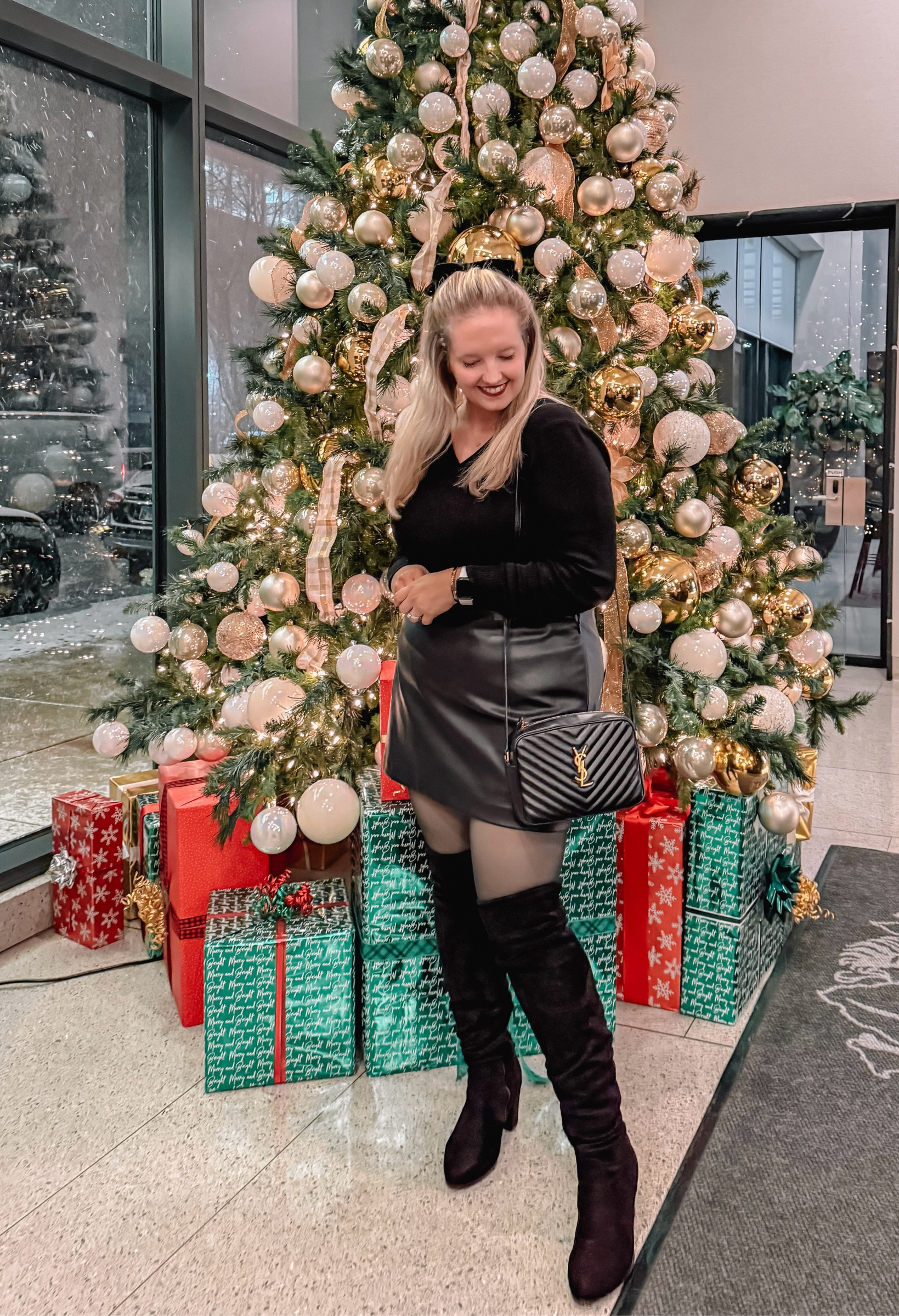 Holiday outfit for holiday party or nice Christmas Eve dinner. The sweater is Amazon and is one of my favorite sweater brands! They’re lightweight, easy to dress up or down and affordable! Wearing an XL in my top and skirt, though could probably even wear a Large in the skort. Don’t sleep on the fleece lined tights either! Wearing L/XL there!

#LTKMidsize #LTKHoliday #LTKStyleTip