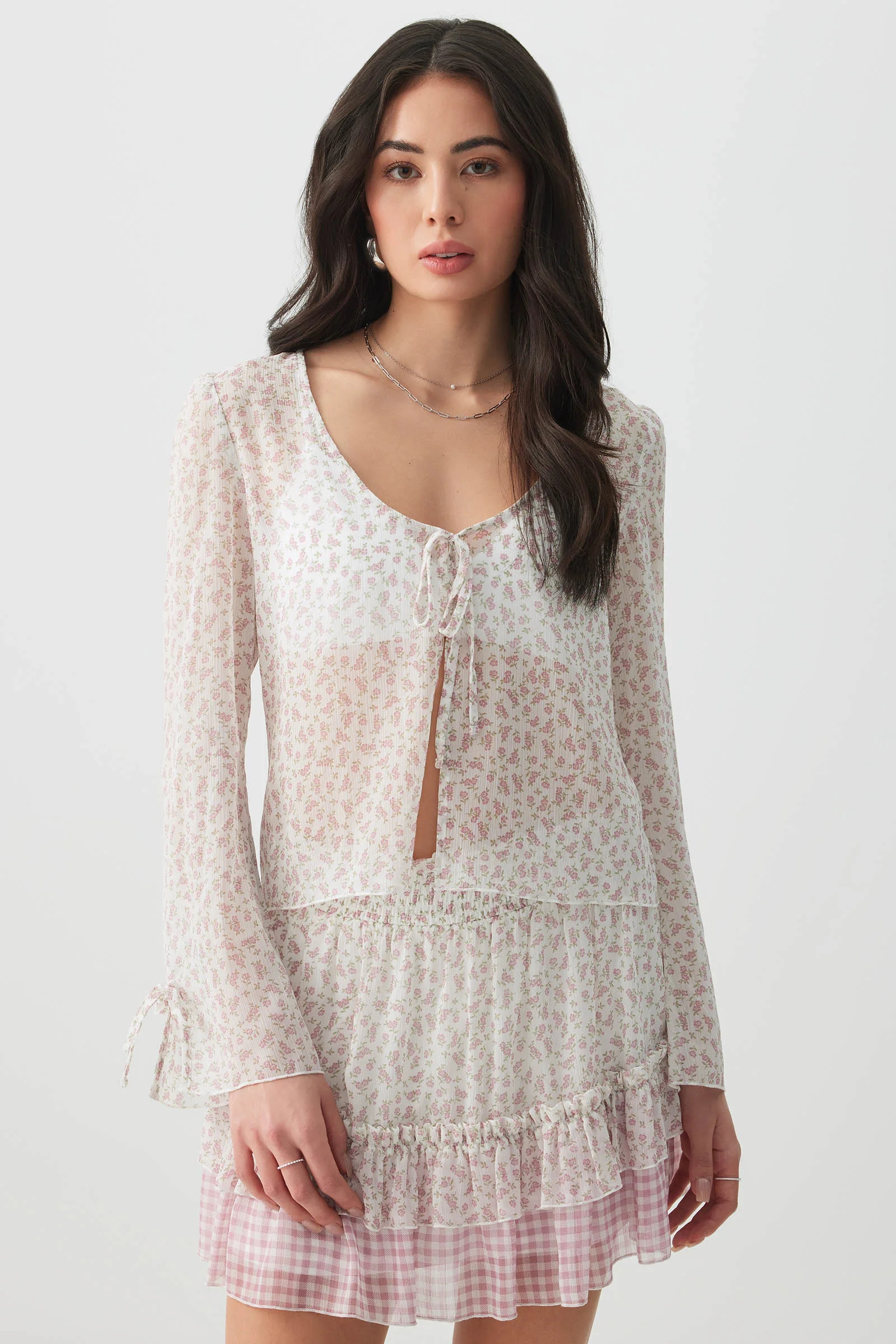 Floral Tie Front Sheer Cardigan | Ardene