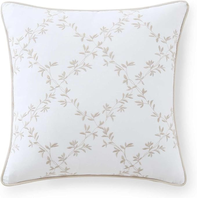 Martha Stewart - Decorative Throw Pillow, 18x18 Cotton Accent Pillow with Botanical Trellis Desig... | Amazon (US)