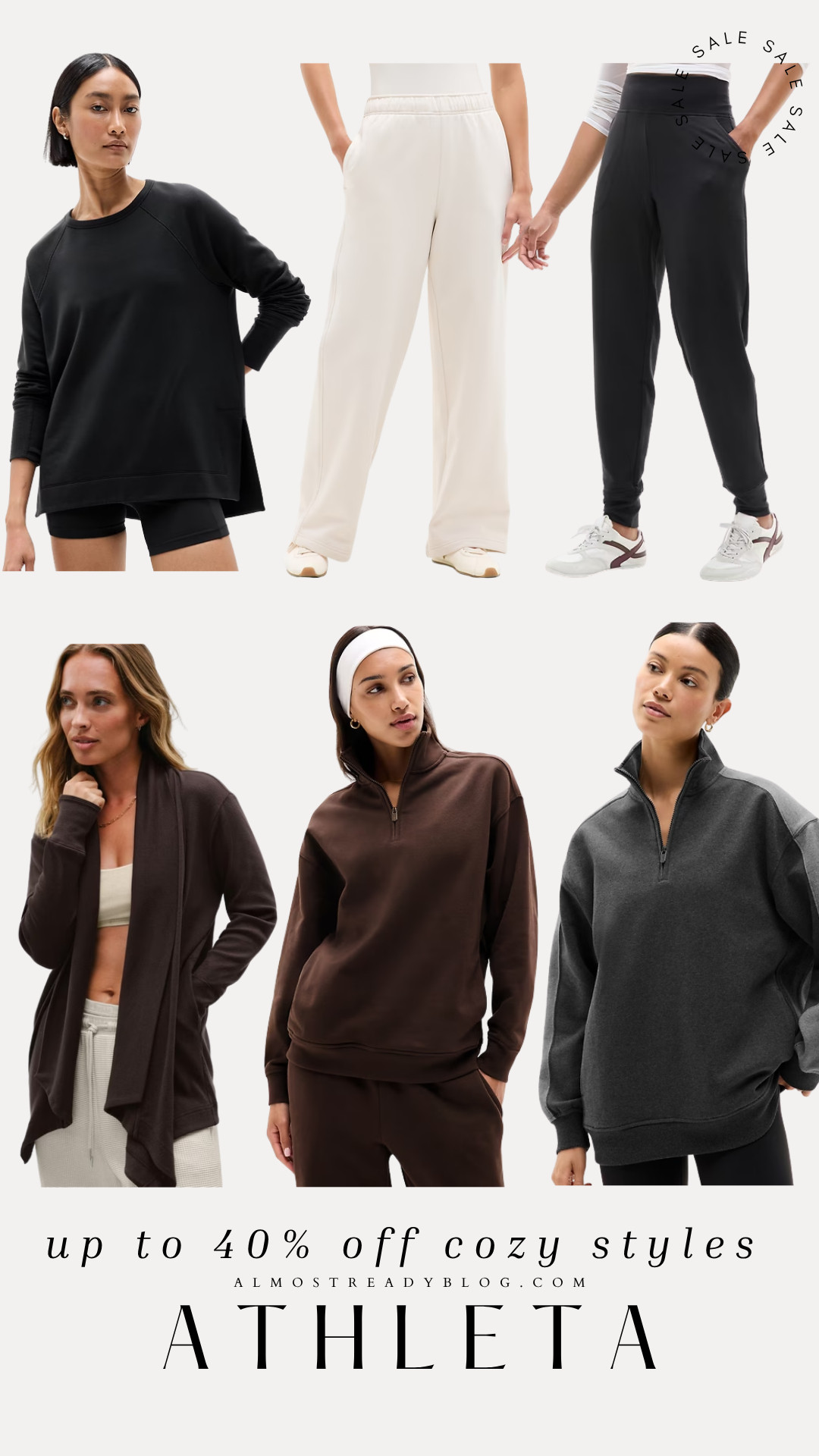 Athleta up to 40% off cozy styles, loungewear set, joggers, sweatpants, sweatshirts,cardigans, Amanda West, Almost Ready Blog. 

 

#LTKSaleAlert #LTKFindsUnder100