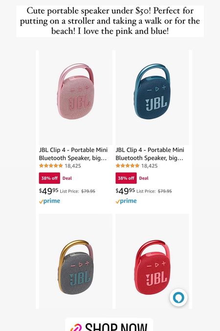 Portable JBL speaker on sale under $50! Great gift for the holidays! Clip it on your stroller and take a walk or bring with you on the go! 

#LTKGiftGuide #LTKsalealert #LTKunder50