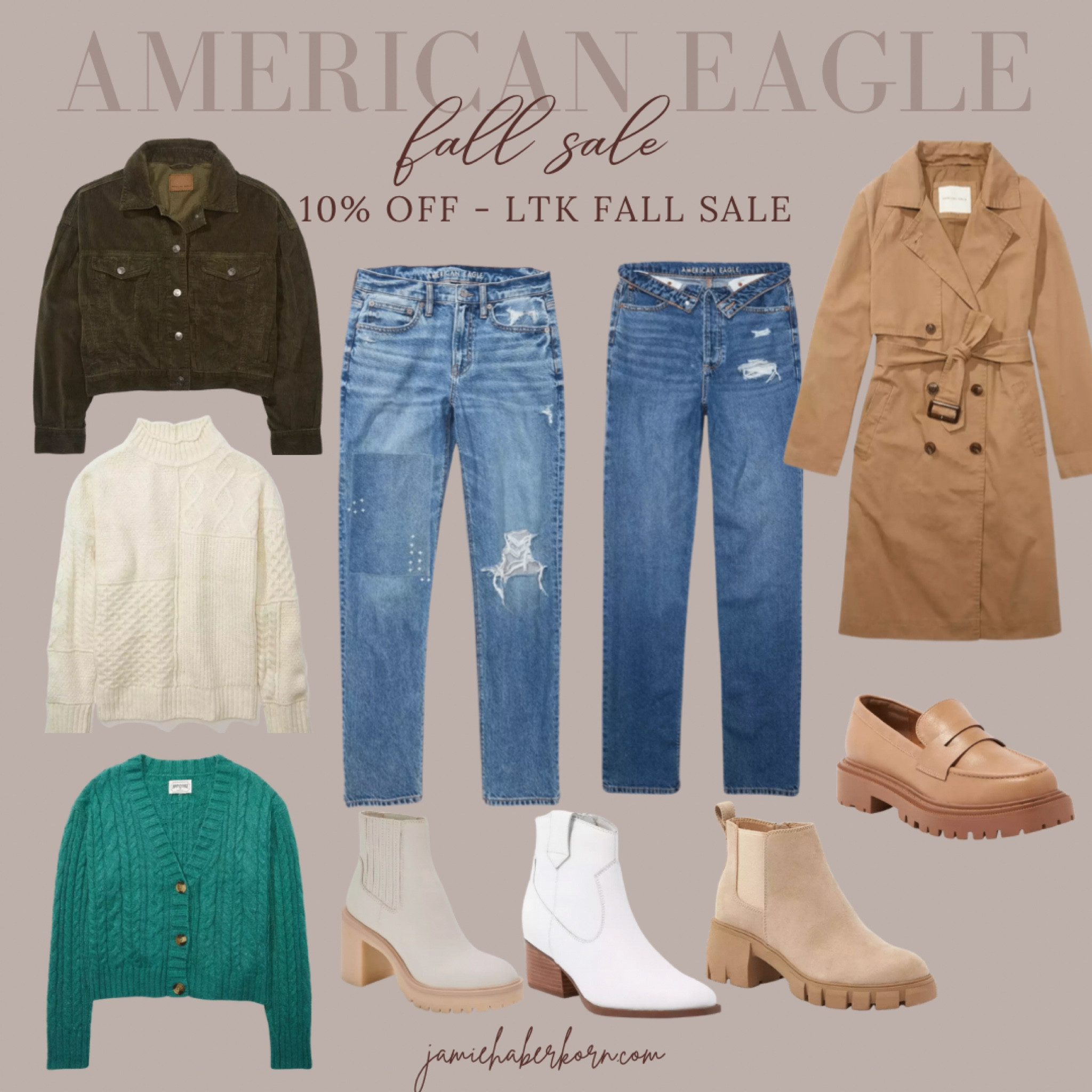 American Eagle - LTK fall sale 
September 18-20

Save some of your favorite items to go back and shop when the sale is live -


#americaneagle #AE #AEsale #fallstyle #fallshoes #sweater #jacket #trenchcoat 

#LTKstyletip #LTKsalealert #LTKSale