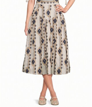 A Loves A Embroidered High Rise A-Line Woven Midi Skirt - M | Dillard's