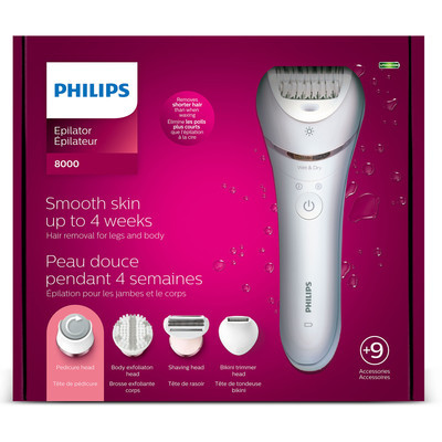 Epilator Prestige Series 8000, Wet or Dry for legs, body & feet, 8 attachements, BRE740/14 | Shoppers Drug Mart - Beauty