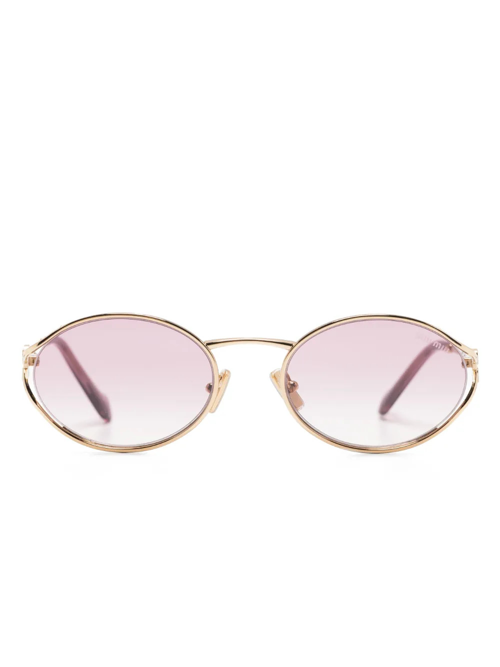 Miu Miu Eyewear logo-plaque oval-frame Sunglasses - Farfetch | Farfetch Global