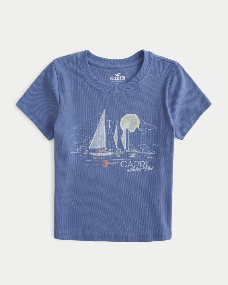 Capri Sailing Graphic Crop Baby Tee | Hollister (US)