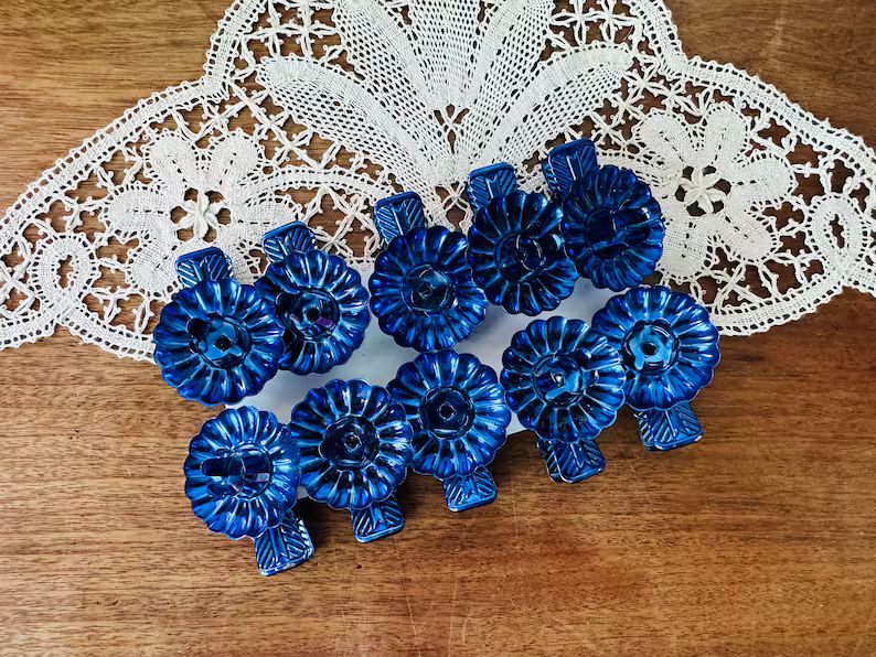 Vintage Set of 10 Blue Christmas Tree Candle Clips Victorian - Etsy | Etsy (US)