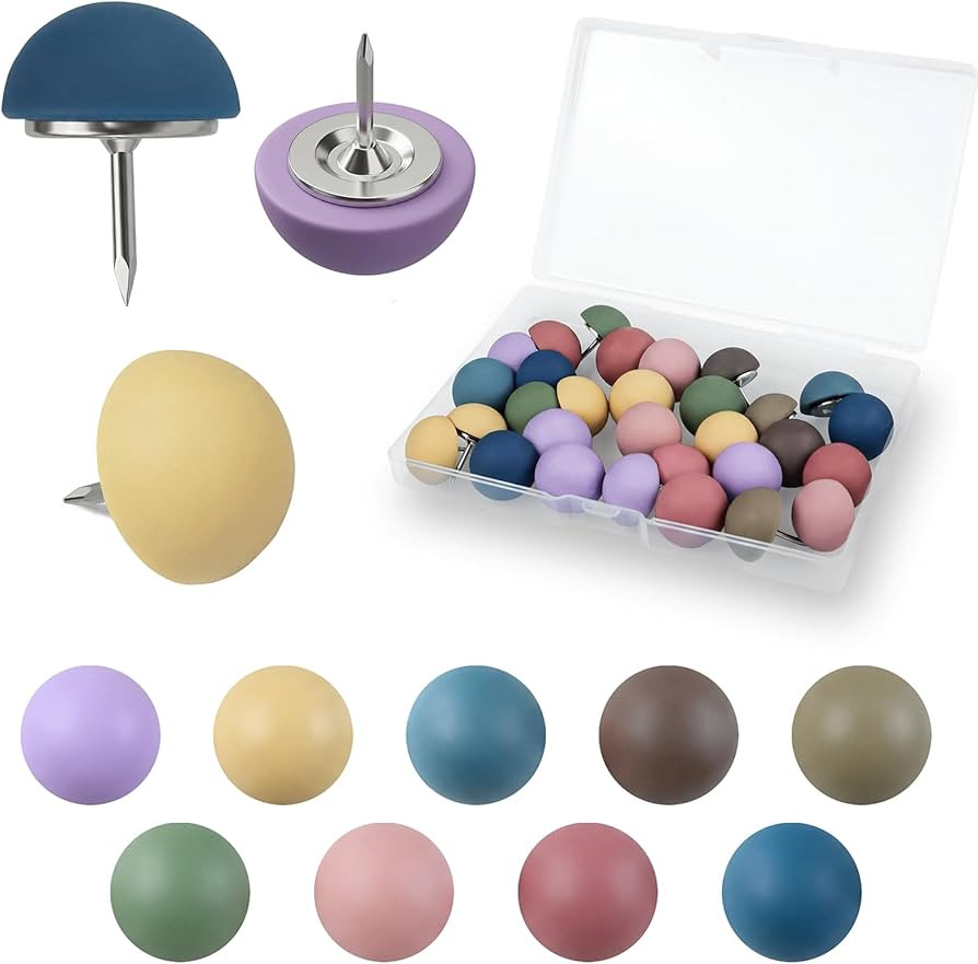30 Pcs Decorative Push Pins Soft Matte Round Head Thumbtacks in 9 Colors Cute Office Decor for Wo... | Amazon (US)