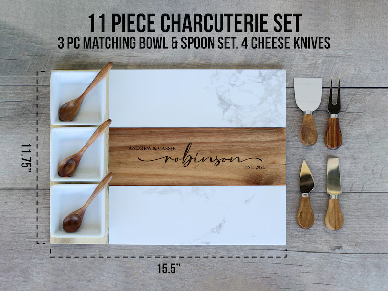 Marble Wood Charcuterie Board, Wedding Gift, Gift for Couple, Anniversary Gift, Housewarming Gift... | Etsy (US)