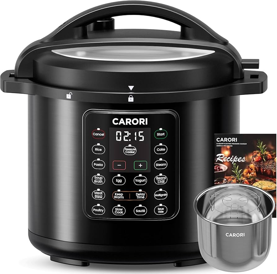 CARORI 1200W 12-in-1 Electric Pressure Cooker 8Qt, Stainless Steel Pressure Cooker, Slow Cook Ric... | Amazon (US)