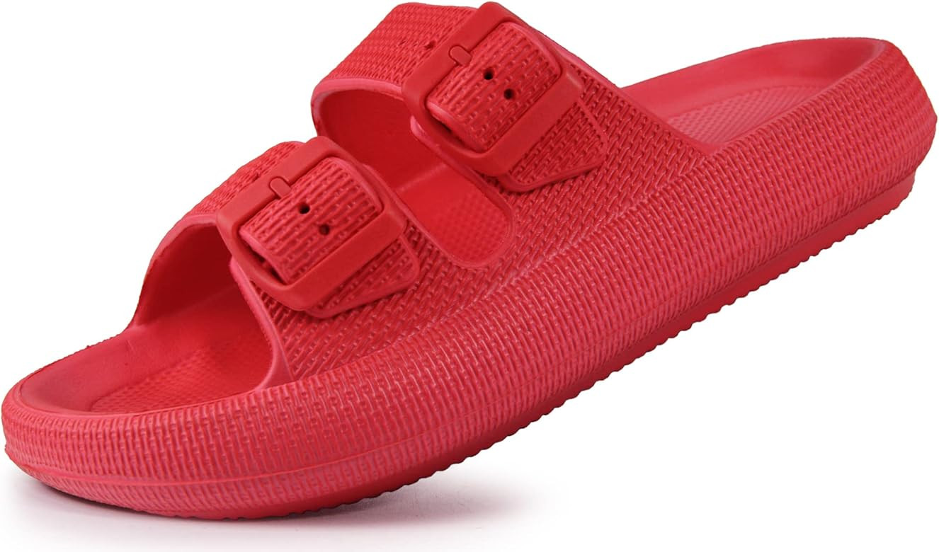 Weweya Sandals for Women and Men - Pillow Slippers - Double Buckle Adjustable Slides - EVA Flat S... | Amazon (US)