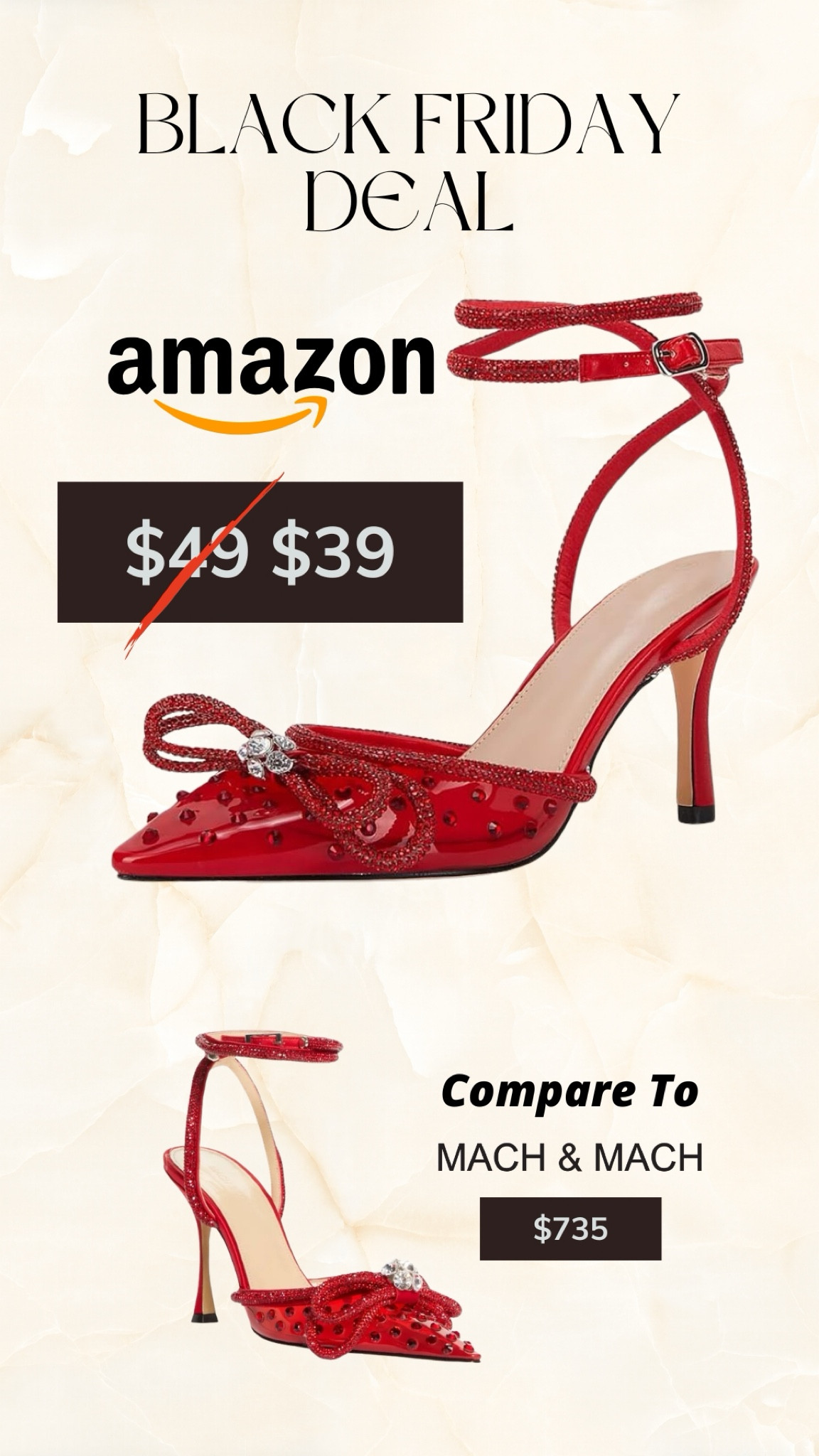 My FAVORITE heels for the holiday season are on sale for Black Friday! They’re a perfect dupe for the Mach & Mach Double Bow heels and I love them so much, I have them in 3 colors (red, transparent, and glittery black). I’ve worn them out a ton, and they def stand up to lots of walking. They’re even *gasp* comfortable! I’d buy ‘em in every color that speaks to you while they’re on sale. They go with every dress and look so chic 😍

Sizing; true to size (I normally wear a size 6 shoe and bought a 6 and they’re perfect) 

Dupe alert, affordable amazon finds, amazon dupes, get the look for less

#LTKSaleAlert #LTKHoliday #LTKCyberWeek