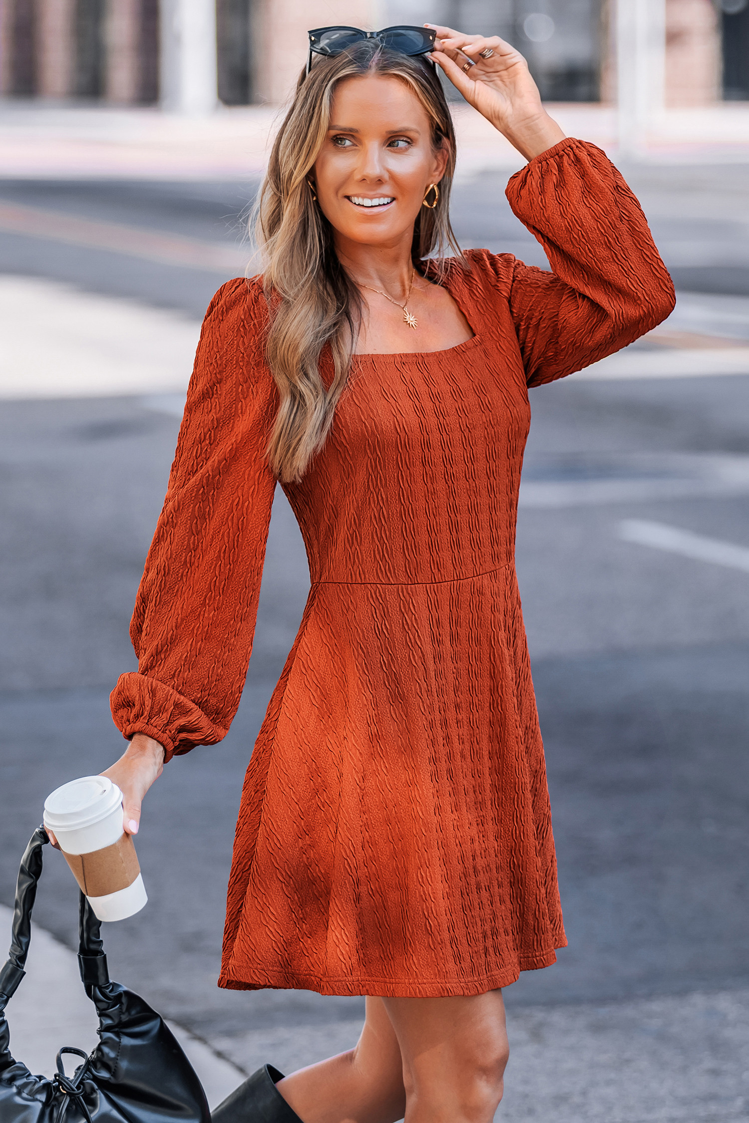 Hayride Orange Mini Dress - M | Cupshe US