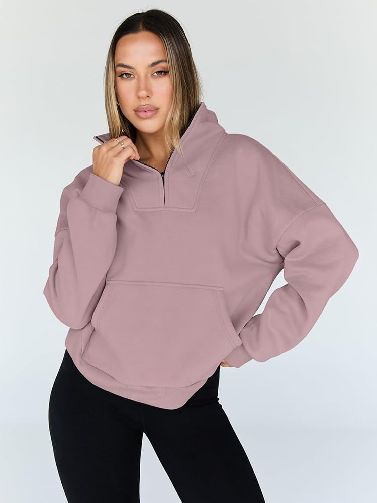 Trendy Queen Sweatshirts Quarter Half Zip Pullover Oversized Hoodies Sweaters Comfy Fall Outfits ... | Amazon (US)