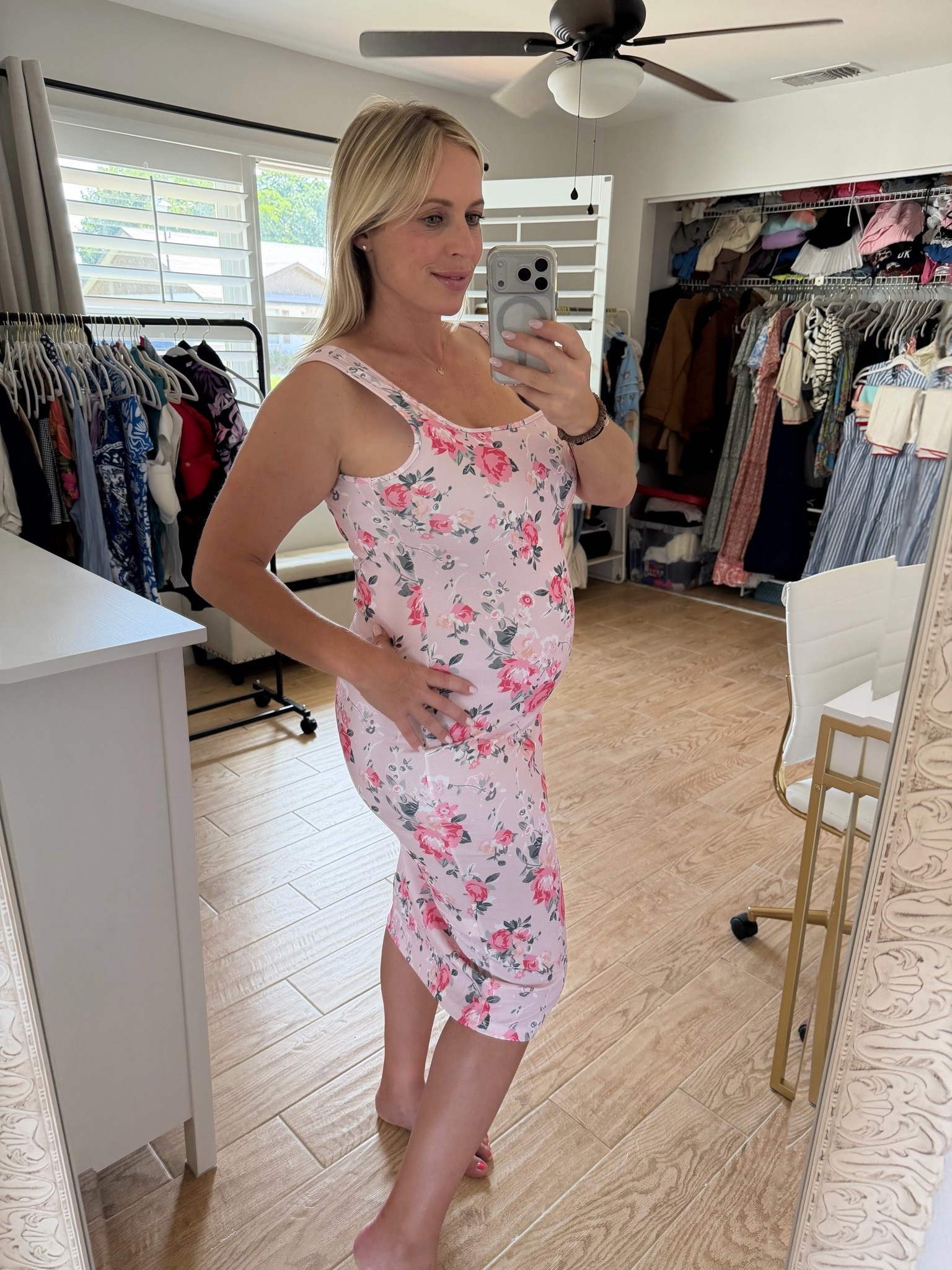 Summer dress. Floral dress. 24 weeks pregnant, wearing XL

#LTKSeasonal #LTKBump #LTKMidsize