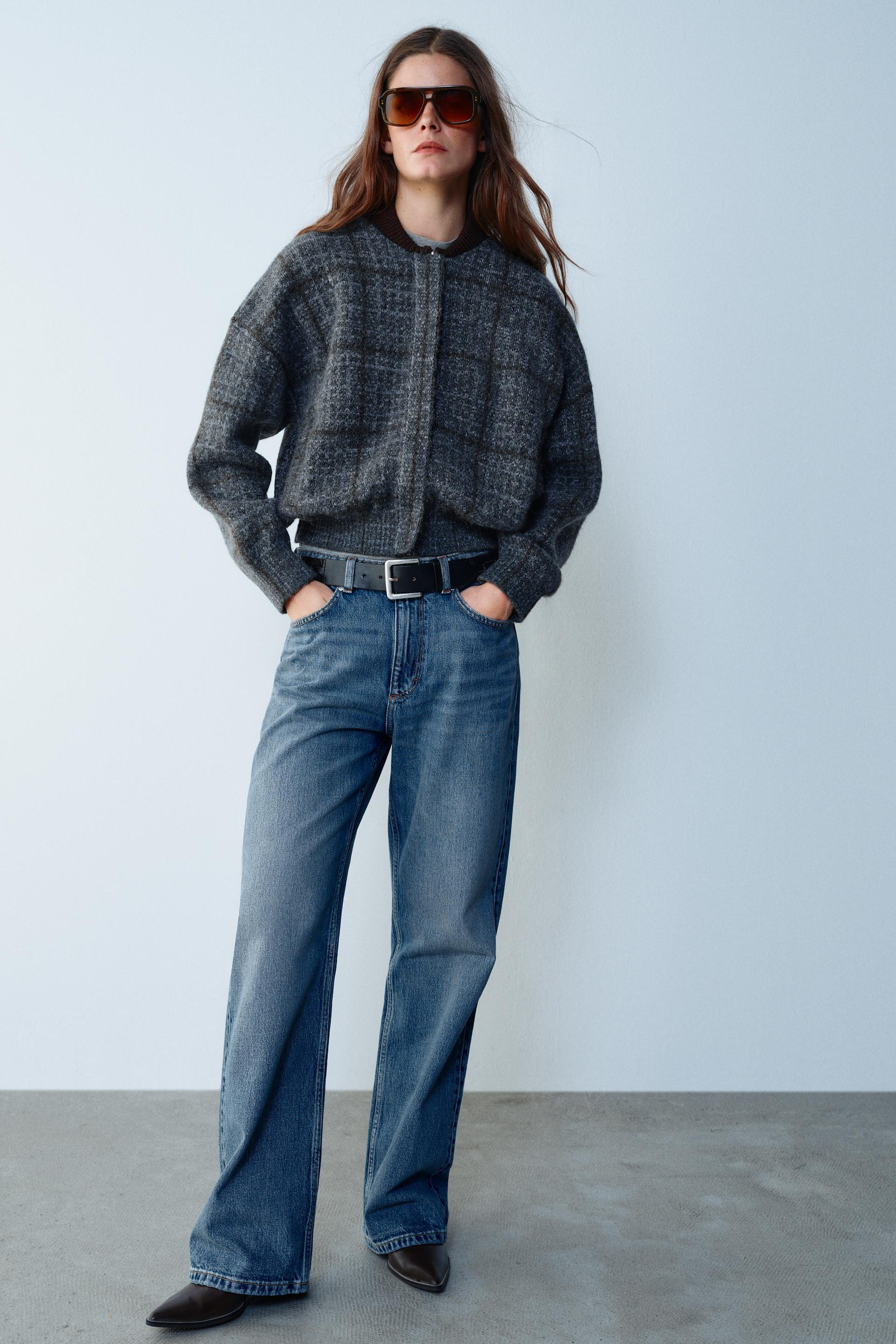 Zara - Checked Knit Bomber Jacket - Multicolored - L - Woman | Zara US