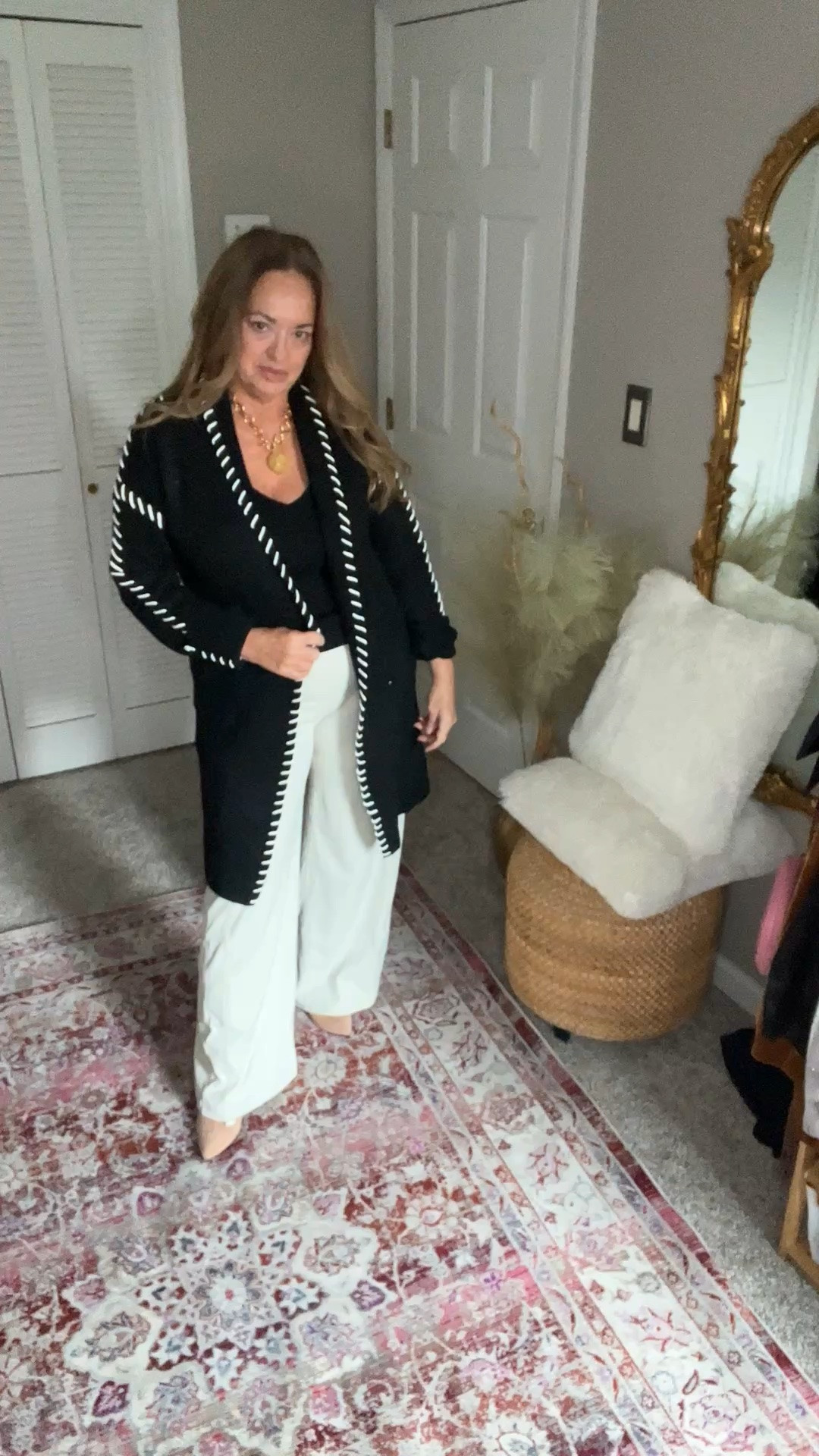 Updated  long Fall wrap Cardigan with contrast whip stitching! Absolutely gorgeous very designer inspired!

#LTKWorkwear #LTKMidsize #LTKgrwm
