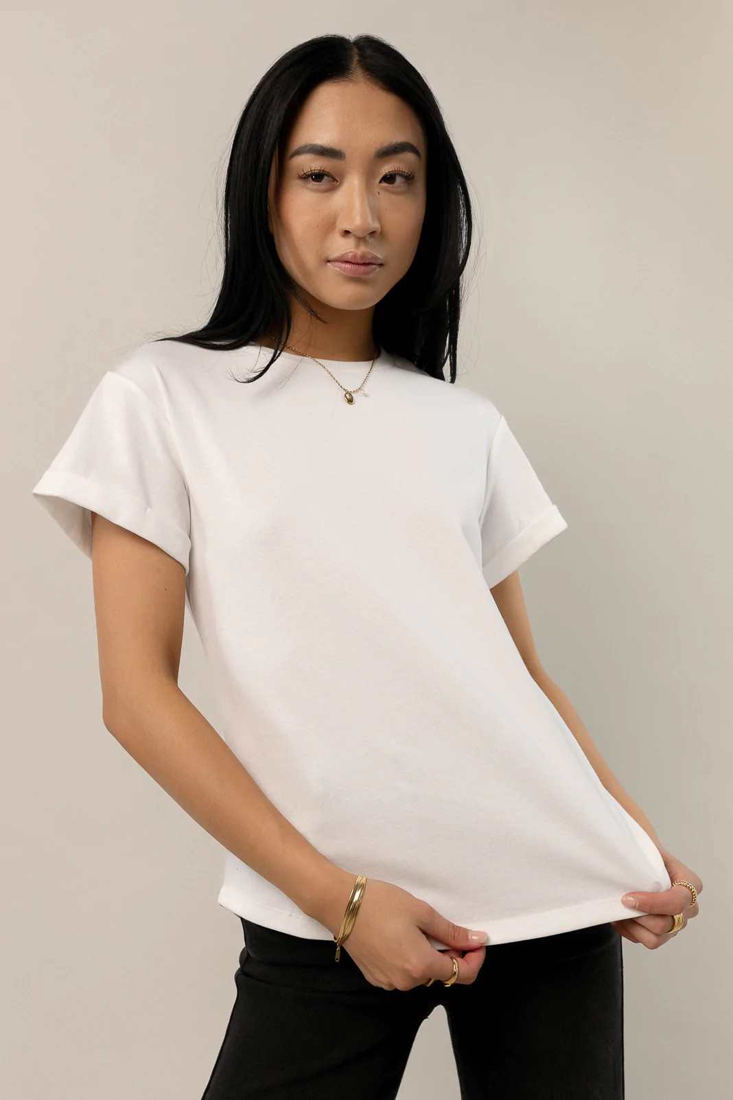 Selena Rolled Sleeve Shirt in Ivory - böhme | Böhme US