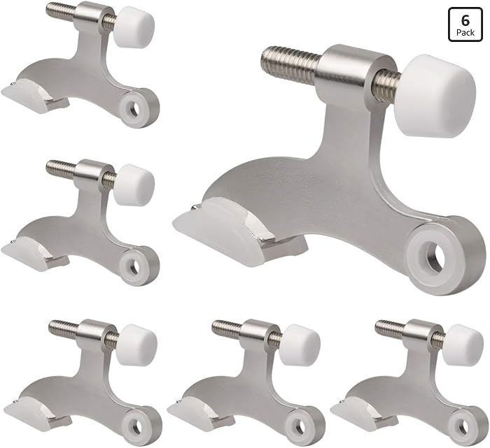 6 Pack Hinge Pin Door Stopper Brushed Satin Nickel - Adjustable Heavy Duty Hinge Pin Door Stops w... | Amazon (US)