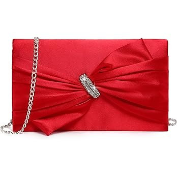 Dasein Women Elegant Satin Bow Flap Evening Bag Rhinestone Clutch Purse Handbag Formal/Wedding/Pr... | Amazon (US)
