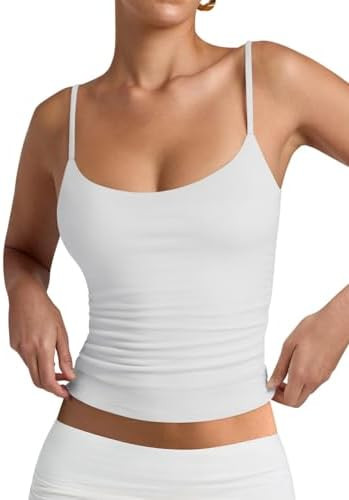 PINKMSTYLE Women's Basic Double Lined Scoop Neck Tank Tops Adjustable Cami Tank Summer Sleeveless... | Amazon (US)