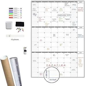Large Dry Erase Calendar for Wall -3 Month Wall Calendar, 36"x52"(Vertical) - Monthly Calendar fo... | Amazon (US)